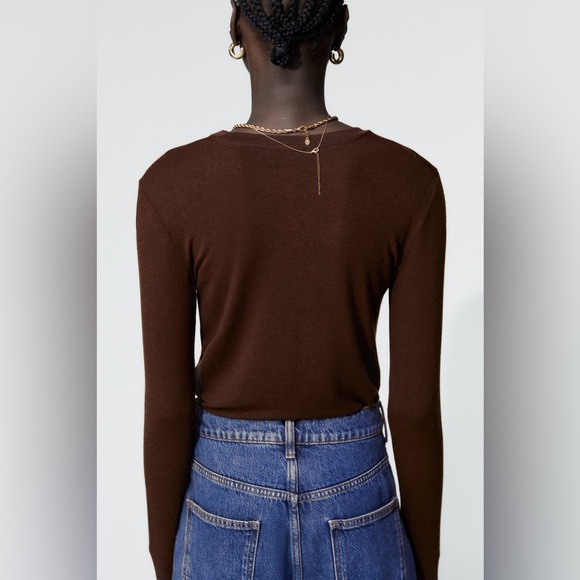 ZARA BROWN LONG SLEEVE T SHIRT - Picture 2 of 6